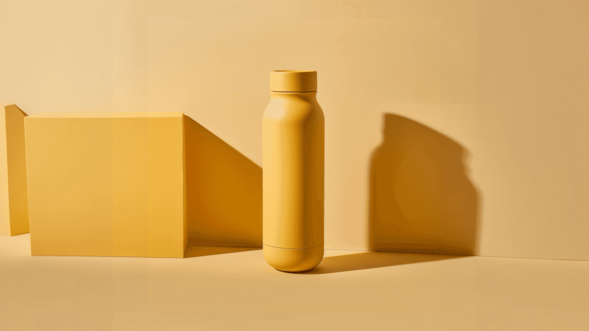 Yellow Bottle on Yellow Background