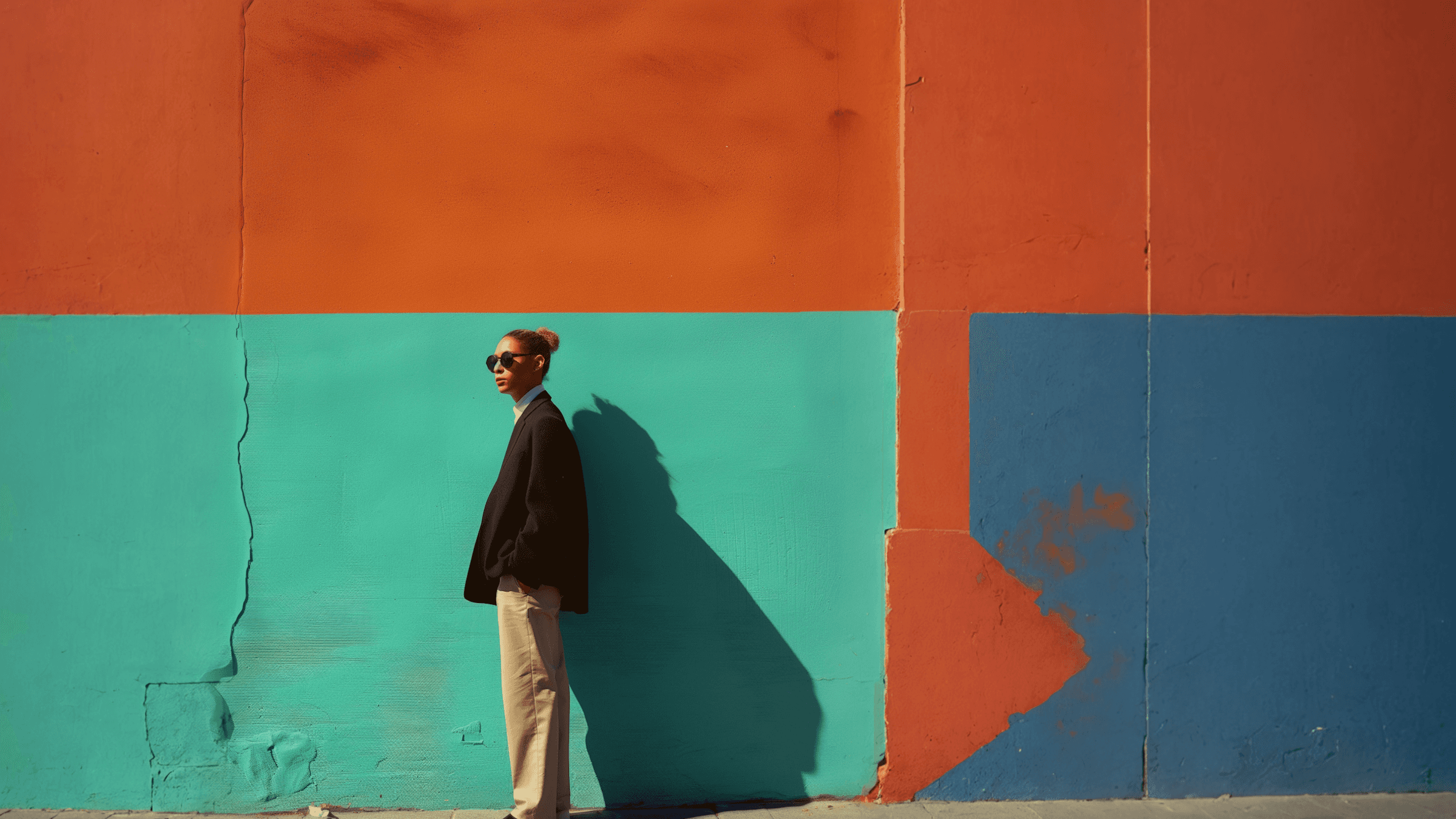 Contemplative Profile Against Colorful Backdrop